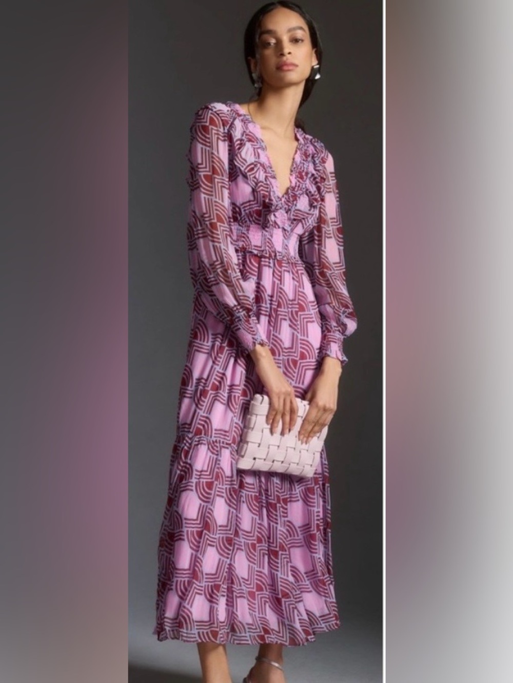 Odetta Ruffle-Front Maxi Dress by Anthropologie